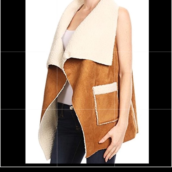 ellie & kate Jackets & Blazers - Ellie Kate Faux Suede Fur BoHo Vest Super Soft EUC
